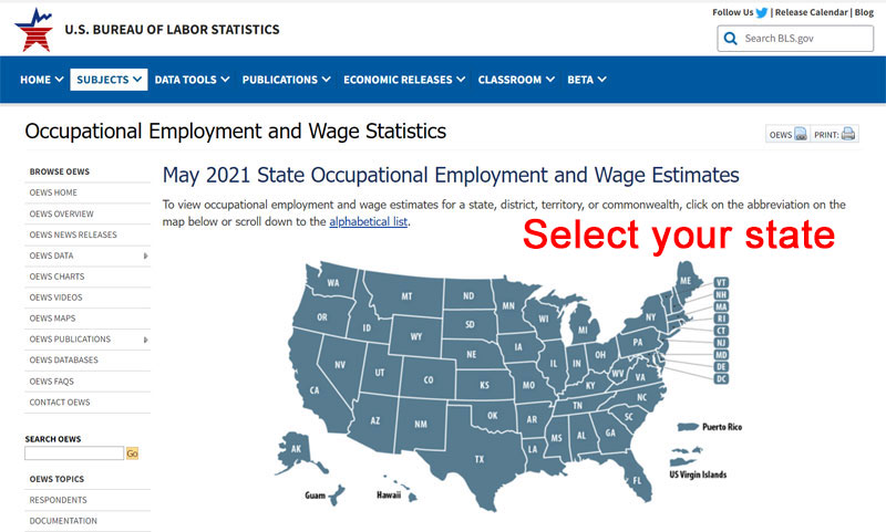 BLS Data - select your state